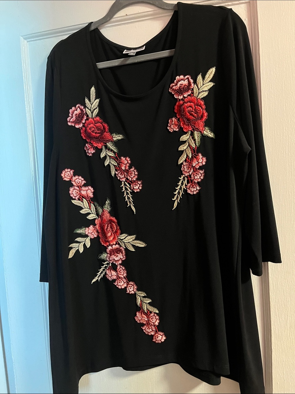 JM Collection Black Women's Top with Branded Neck Label